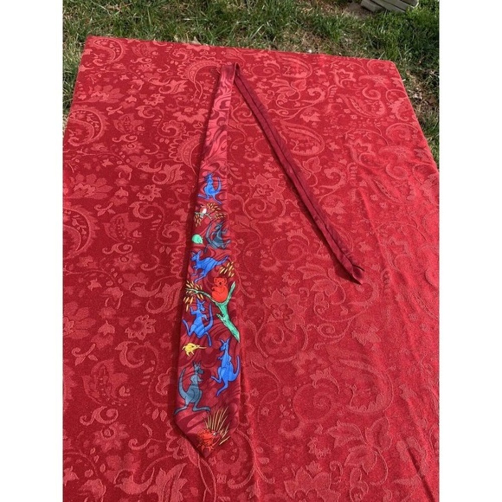 Sunshine Ties Kangaroo Theme Mens Tie Vintage Red Blue Green Silk‎ Koala yellow